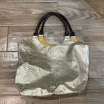 Neiman Marcus  Gold Crocodile Print Vintage Faux Leather Tote Bag Photo 0
