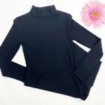 Naked Wardrobe Mock Neck Ribbed Long Sleeve Bodycon Mini Dress: Black Photo 3