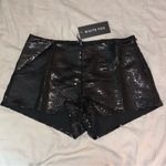 White Fox Boutique  Small Old News Sequin Shorts Black Photo 2