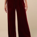 Lulus  Chic Splendor Wine Red Velvet Pleated High-Rise Wide-Leg Pants Luxe Size M Photo 0
