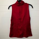 Moda International Crimson Ruffle Blouse 100% Silk Small Elegant Party Dark Pink Red Photo 2