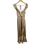 Show Me Your Mumu  Samantha Ruffle Wrap Dress Champagne Luxe Satin Size XS Photo 4