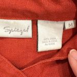 Spiegel 3/4 Sleeve Mock Neck Button Up Shirt Linen Orange Women's Size Medium Photo 4