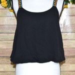 Vintage Havana Ladies Sheer Black Cropped Tank Top Size L Aztec Straps Photo 0
