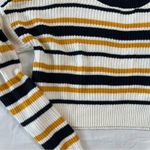 PacSun PS/LA Women's Small Cropped Sweater White Yellow Stripe Crew Neck Photo 1