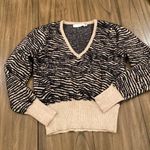 ASTR  The Label Tiger Print V neck Sweater Brown Tan Black animal print soft S Photo 12