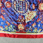 VINTAGE Womens CATHAYA 100% Silk Scarf Wrap 34"X34" Red Blue Multi Print Square Photo 4