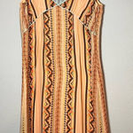 Sundance  Slip Dress Silk Sleeveless Orange Tribal Aztec Boho Print Size 16 Midi Photo 0