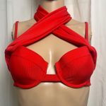 LPA New  Vibrant Red Ribbed Bikini Top Photo 2