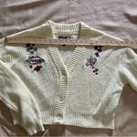 Broken Promises Chunky Knit Cropped Cardigan Sz L Happy Bunny Oversized Y2K Indie Sleeze Kidcore Photo 8