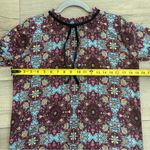 For Love & Lemons Geneva Geometric Print Long Sleeve Velvet Bow Blouse M Photo 8