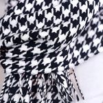 Houndstooth Black White Soft Knit Scarf New Alabama Skinny Long Fringe Unisex Photo 5