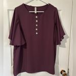Zenana Outfitters Ruffle-Sleeve Button-Front Tunic Size XL Photo 1