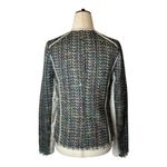 Ramy Brook  Jacket Women Small Black Tweed Leather Sleeve And Trim Full Zip Retro Photo 1