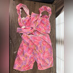 Free People  Crop Top and Bike‎ Shorts Floral 2-piece Matching Set size large NWT Photo 3