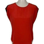 Joie  Red Silk Sleeveless Top Small Black Trim Luxury Career Tank Photo 0