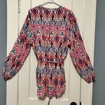 Boden rosie 100% linen tunic top button front multicolor ikat size 10R preppy Red Photo 4