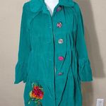 Judith March Whimsical vibrant green  coat Measure Like Small Satin lined Boho Photo 0