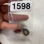 Signed NR Vintage Red Emerald Cut Leverback Dangle Earrings Antique Gold Tone Photo 9