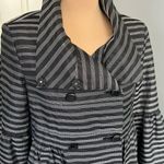 Samuel Dong Black Striped Peplum Bell Sleeve Jacket Photo 1