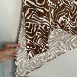 Ellen Tracy Linen Animal Print Top Tunic Brown White Zebra Asymmetric Tribal Vacation Aztec Photo 5