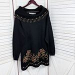 Victoria Jones Vintage 90s Floral Beaded Cowl Neck Tunic Sweater Black Medium Photo 6