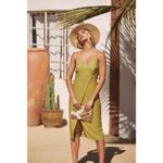 Lulus Green Faux Wrap Midi Dress Photo 9