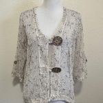 Nina Leonard Sheer Knit Cardigan with Coconut Buttons size L Photo 3