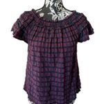 Ulla Johnson  Plaid Printed Fringes Shirt Top Size 0 Purple Blue Photo 0