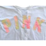 VS Pink Logo Lace Back Cut Out Long Sleeve White Shirt Size Large Athleisure Photo 2