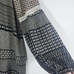 Pink Owl Black Patchwork Print Boho Blouse with Lantern Sleeves Size Medium Photo 4