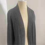 Worthington  Size Petite Medium Silver Sparkle Cardigan Black Lightweight Sweater Photo 2