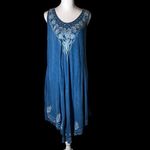 Kona Sol szM denim blue sundress w/embroidery at neck & hem flowy soft GUC Photo 1