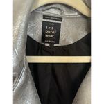 ZARA TrF Outwear Silver Metallic Women's Moto Jacket Size Small Photo 2