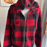 New York Laundry  red and black Buffalo plaid full zip hoodie size Medium Photo 0