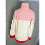 Lovers + Friends Pink Ivory Red Colorblock Turtleneck Sweater XS Cable Knit Photo 7