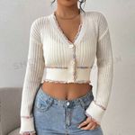 SheIn Cream Knitted Cardigan Sweater Photo 1