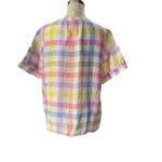 Charter Club  Top Women’s Checkered Plaid Luxury Linen Front Tie size Medium Photo 3