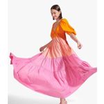 New STAUD Meadow Dress Orange Pink Colorblock Tiered Maxi Size S Photo 2