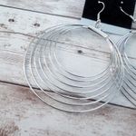 Extra Large Silver Tone Multi Circle Dangle Earrings for Pierced Ears Photo 1
