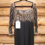 Mac Duggal  2256 Black Beaded Square Neck Long Sleeve Jersey Gown Photo 10