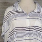 BEACH LUNCH LOUNGE Striped Tie Front Short Sleeve Button Down Shirt-XL Photo 1