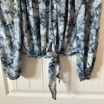 Karen Kane Tie Front Top Blouse Marble Print Long Sleeve XS Photo 2