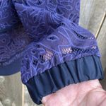 Elevenses EUC Anthro  Miranda Lace Bomber Jacket Purple Oversized Small Photo 4