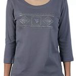 NEW West Virginia Mountaineers Women's 3/4 Sleeve Gray Rhinestones Top Small Photo 5