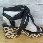 Vince Camuto Women's Brisshel Lace Up Wedge Sandal Size 8.5 Black/Nuetral Photo 1