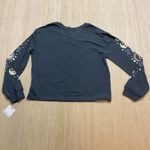 Rebellious One Womens Trendy Graphic Crop Top Pewter Blue Medium Long Sleeve New Photo 1