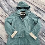 Barbour  2 in 1 Convertible Teal Hooded Waterproof Hooded Rain Trench Coat Photo 3