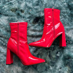 Brand new red patent leather ankle boots size 11 Photo 0