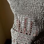 Y2K The Limited Handknit‎ Ribbon Yarn Crochet Top Gray Sage Boho Festival Medium Green Photo 5